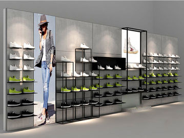 Мулти функциональные стеллажи для выставки товаров ботинка стены/полки дисплея обувного магазина 