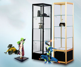 Home Square Glass Showcase Tower Display Square Glass Display Cases For Collectibles